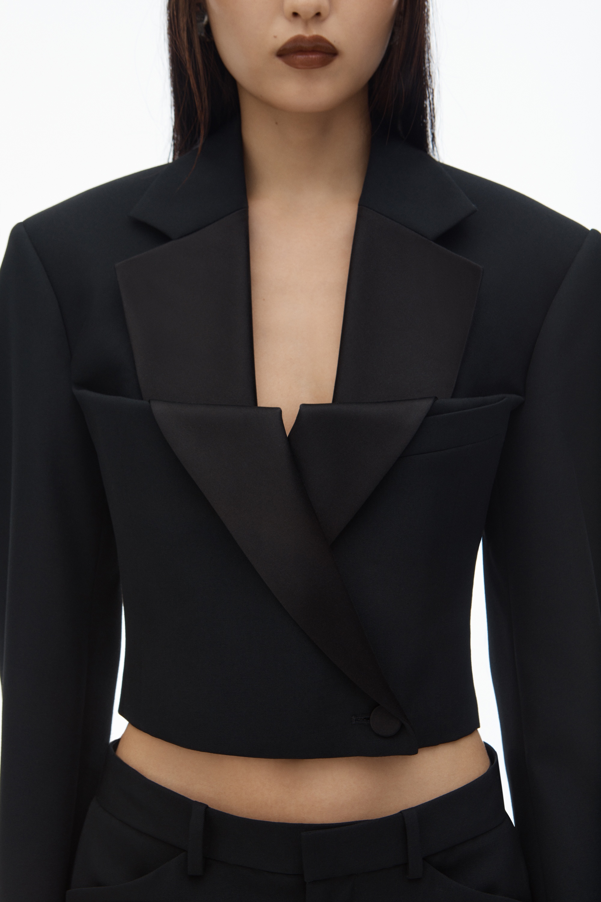 Double-Breasted Tuxedo Cropped Blazer - 3