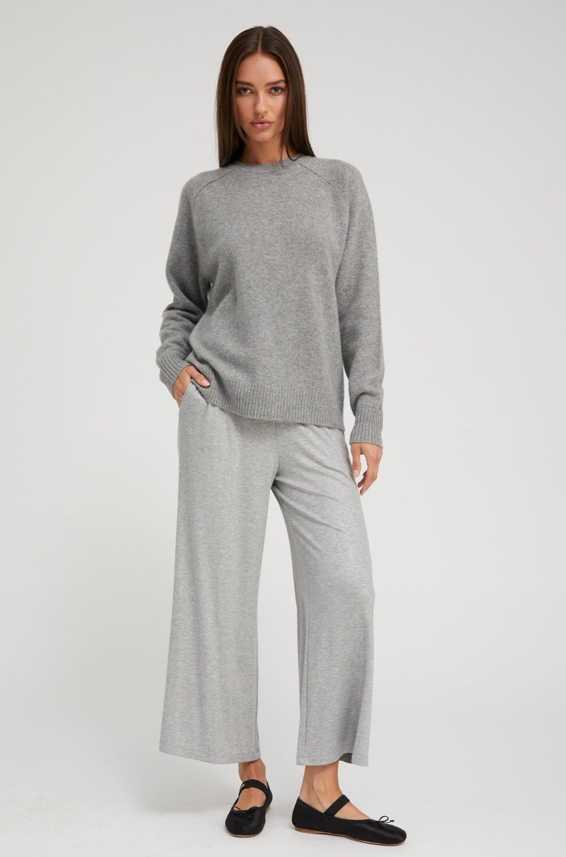 GREY CASHMERE BOYFRIEND SWEATER - 5
