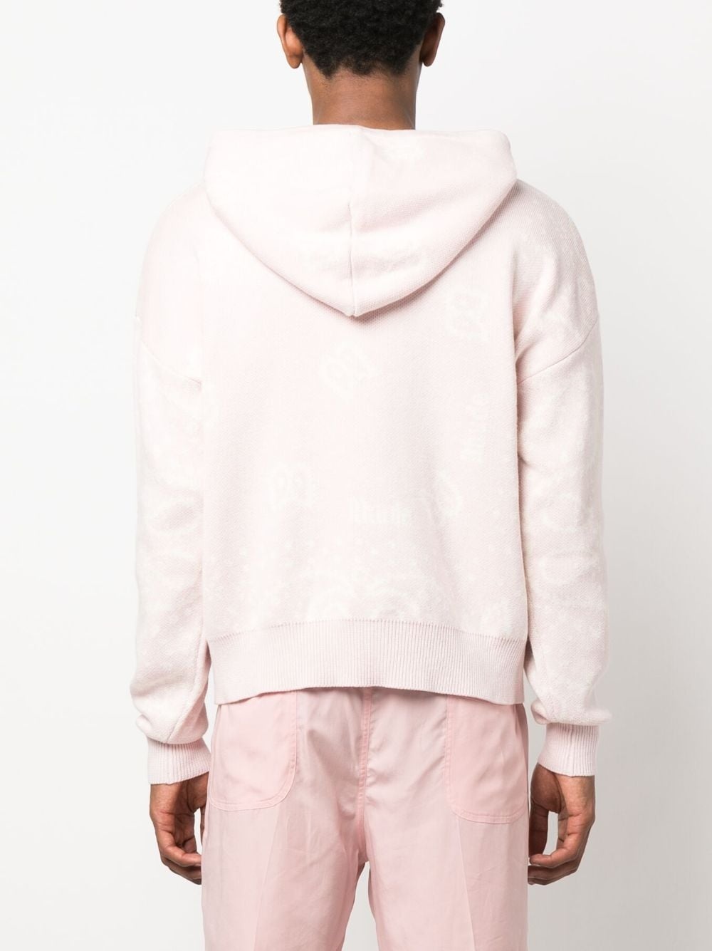patterned-intarsia knitted hoodie - 4