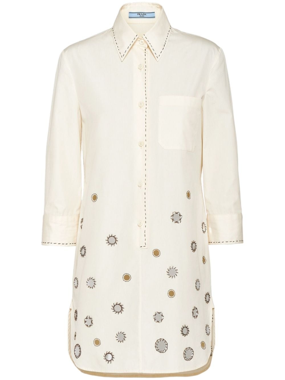 appliquÃ©-detail cotton shirtdress - 1