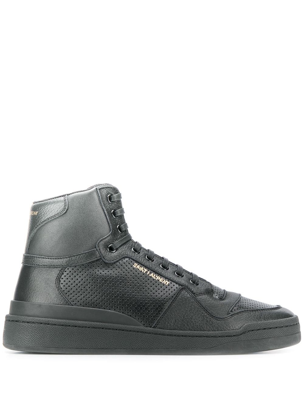 perforated high-top sneakers - 1