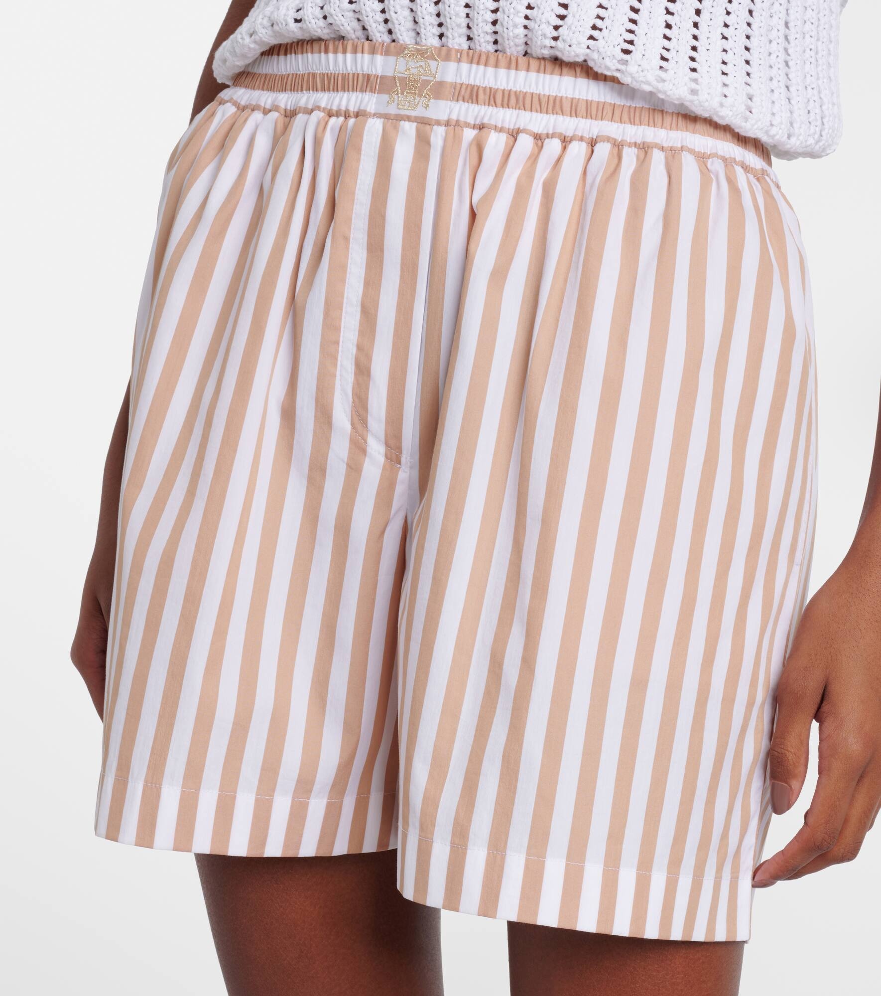 Striped cotton and silk Bermuda shorts - 4