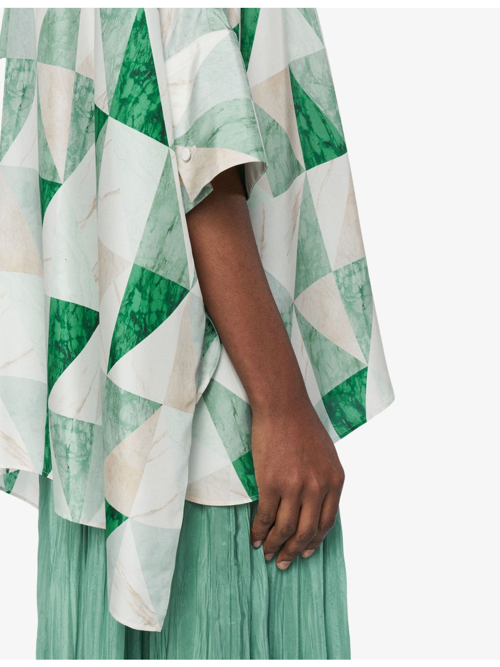 Arcole Marble-Print Silk Shirt - 6