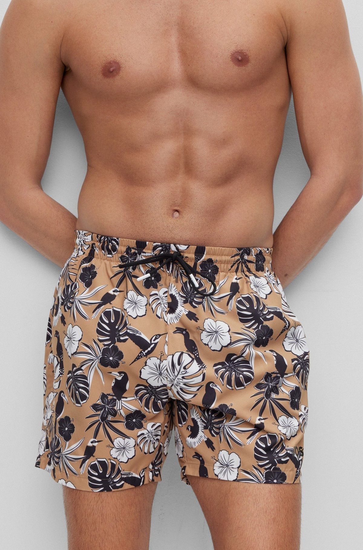 FLORAL-PRINT SWIM SHORTS WITH LOGO DETAIL - 3