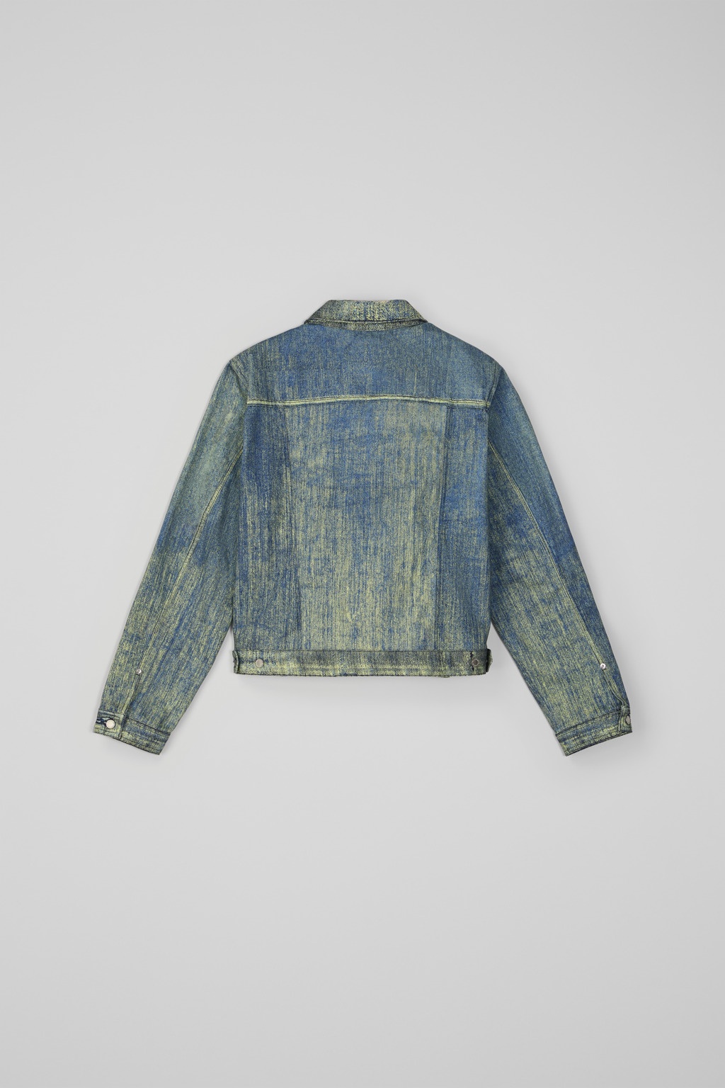 Sand Blue Paint Print Denim Jacket - 3
