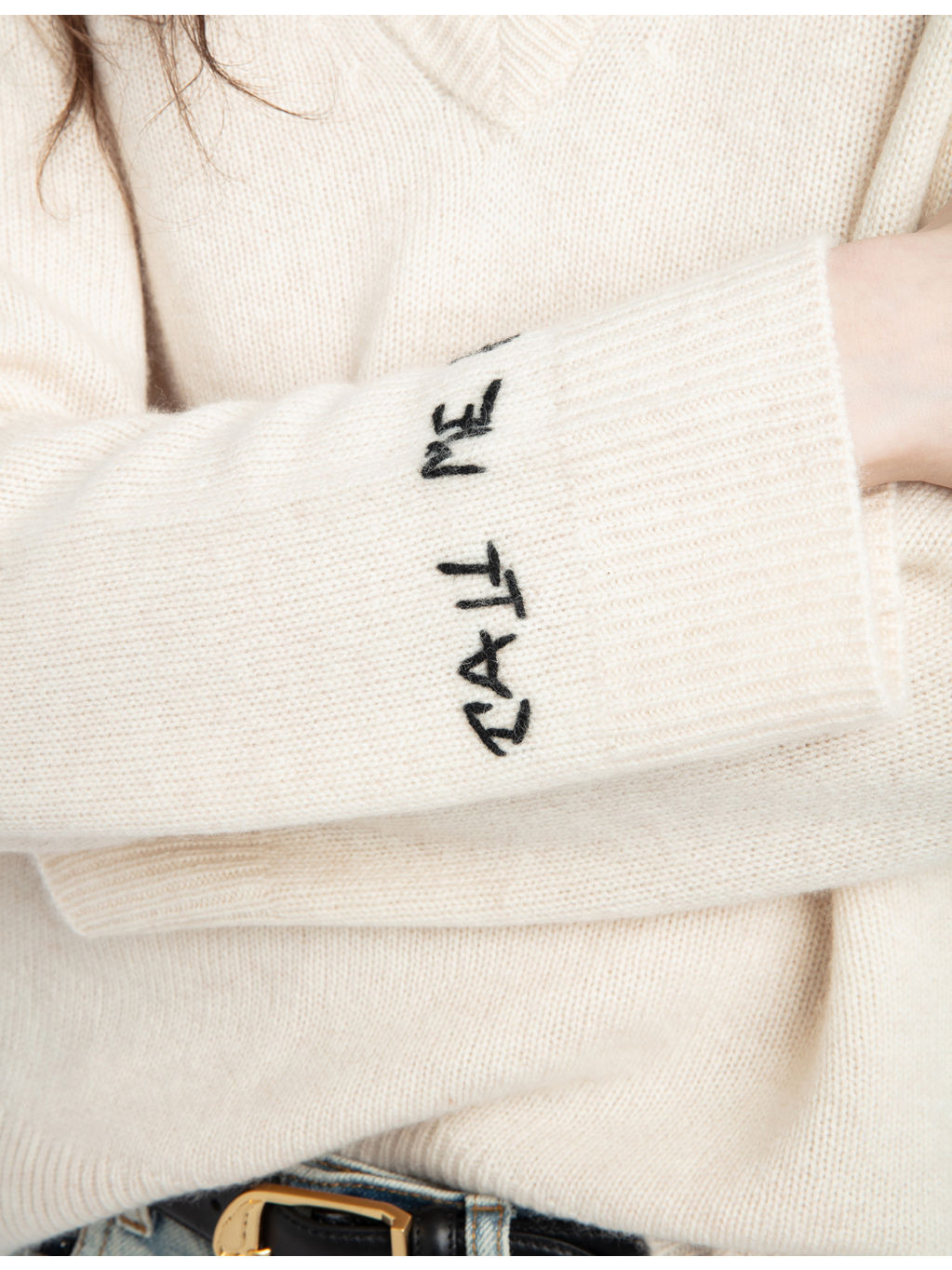 Text-Embroidery Cashmere Knitted Jumper - 5