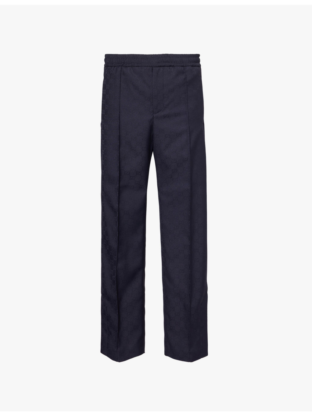 Monogram-pattern straight-leg mid-rise woven trousers - 1