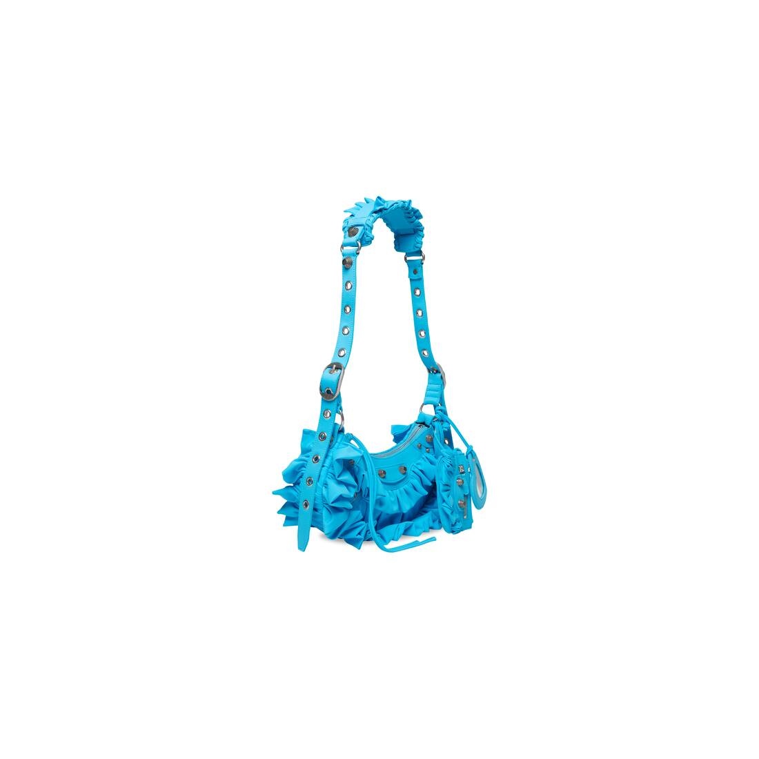 Women's Le Cagole Xs Shoulder Bag With Ruffles  in Blue - 5