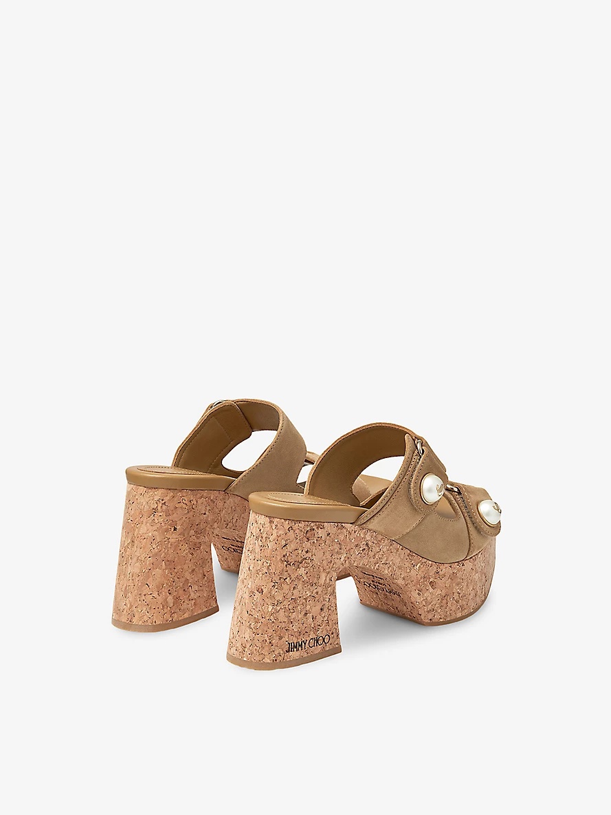 Fayence Wedge 95 suede heeled sandals - 4