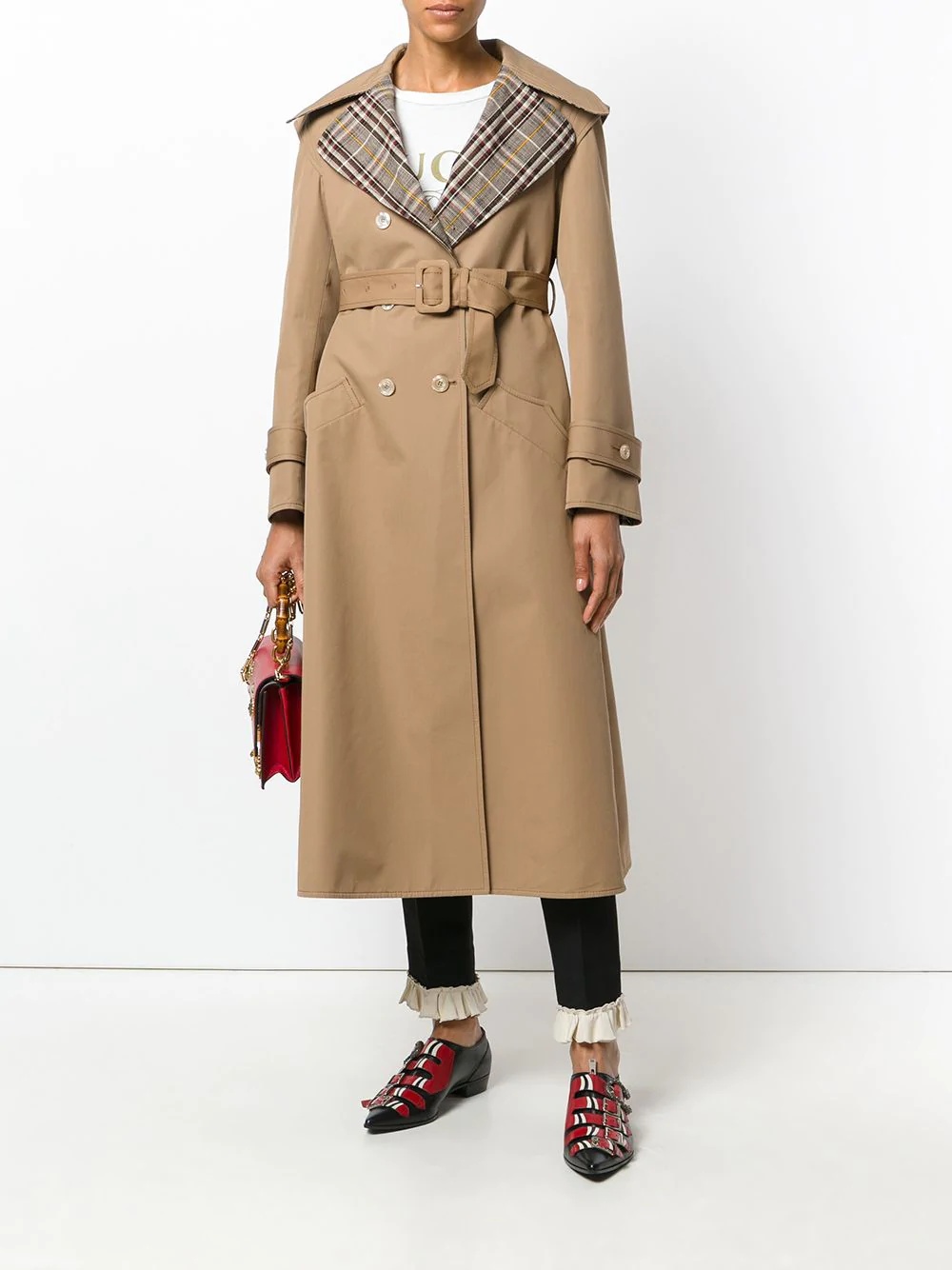 butterfly appliqué gabardine trench coat - 2