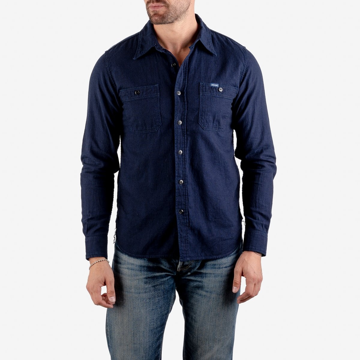 IHSH-358-IND 5oz Dobby Cloth Work Shirt - Indigo - 2