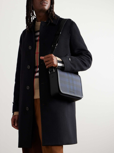 Burberry Logo-Embellished Leather-Trimmed Checked Coated-Canvas Messenger Bag outlook