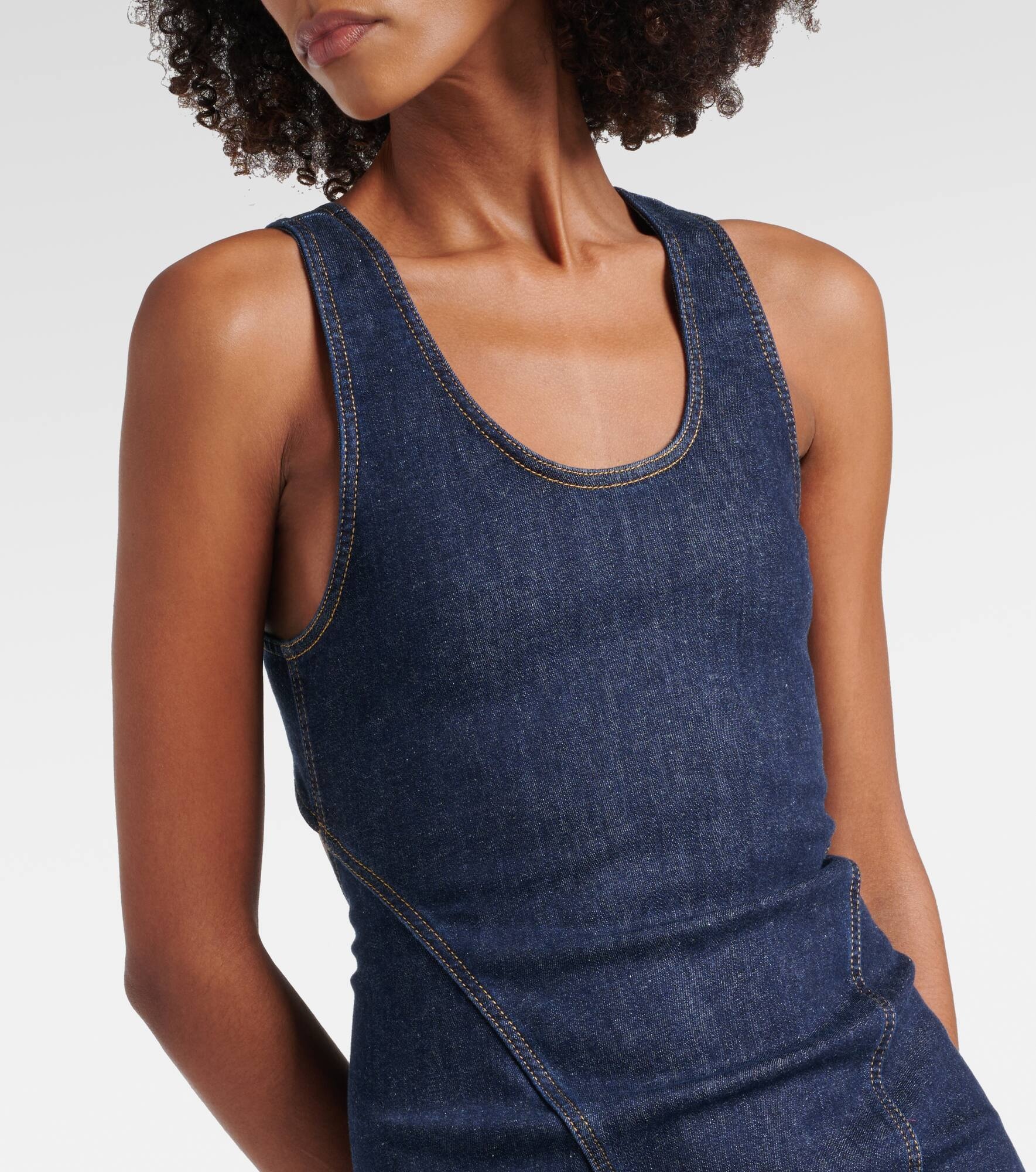 Open-back cotton-blend midi dress - 4