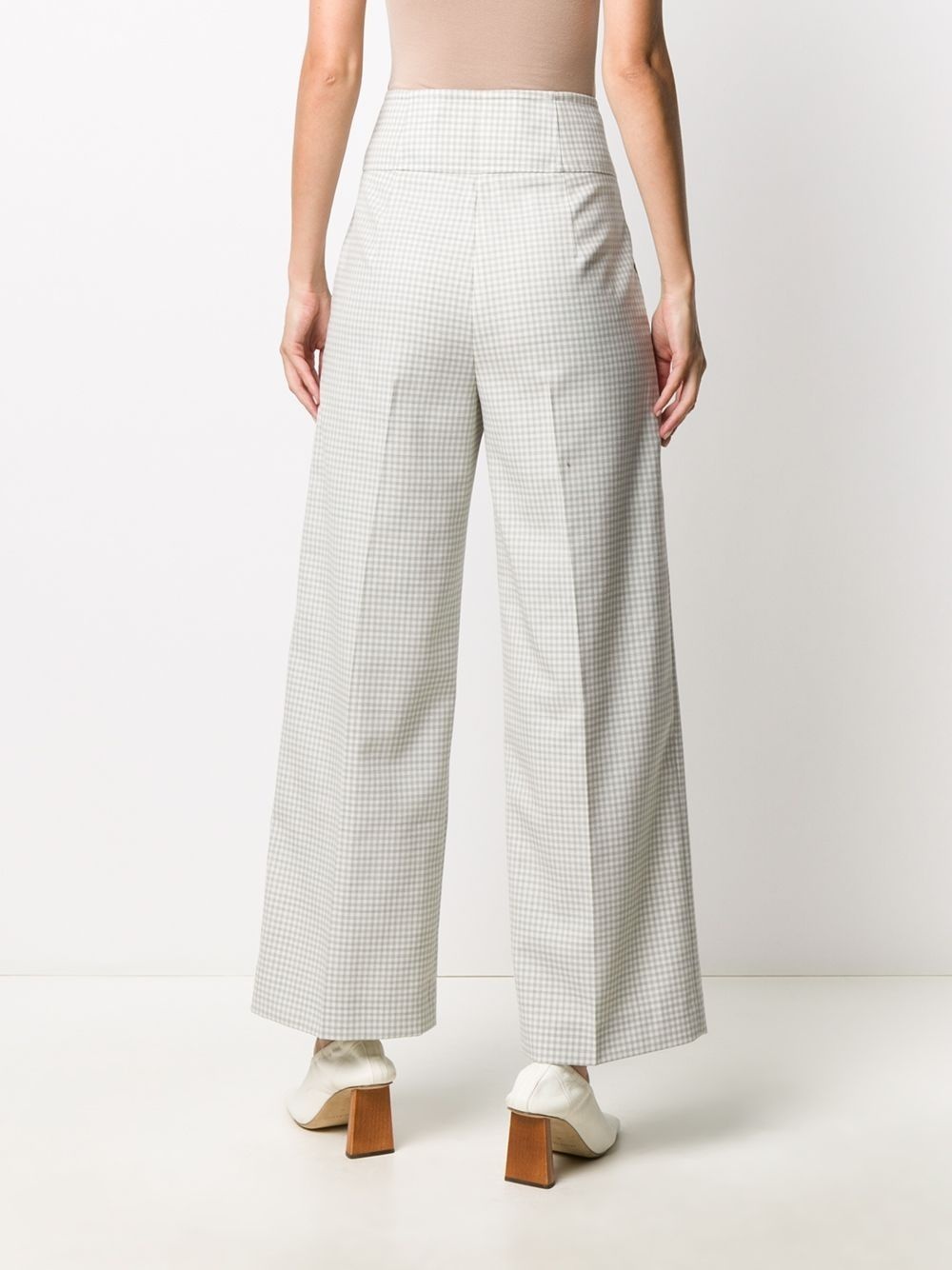 high-waist check print trousers - 4