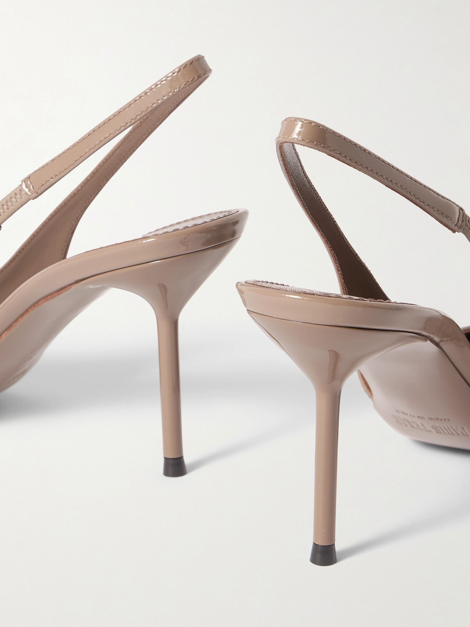 Lidia patent-leather slingback pumps Taupe - 4