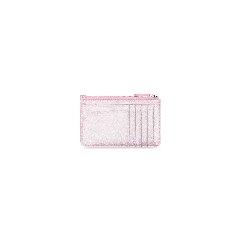 BALENCIAGA Women's Cash Large Long Coin And Card Holder In Sparkling Fabric  in Pink outlook