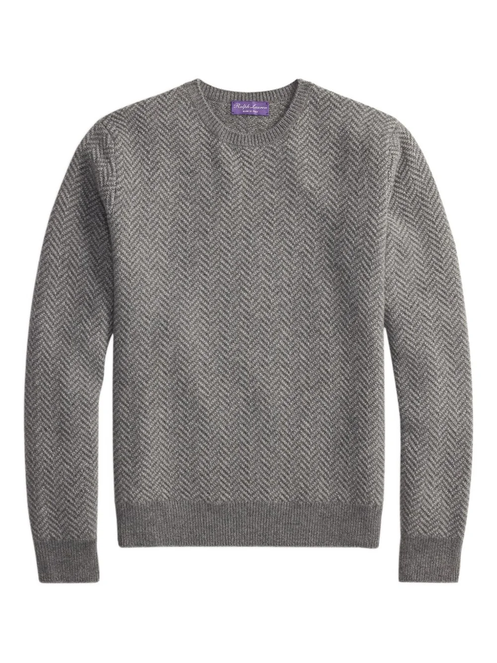 herringbone-pattern crew-neck sweater - 1