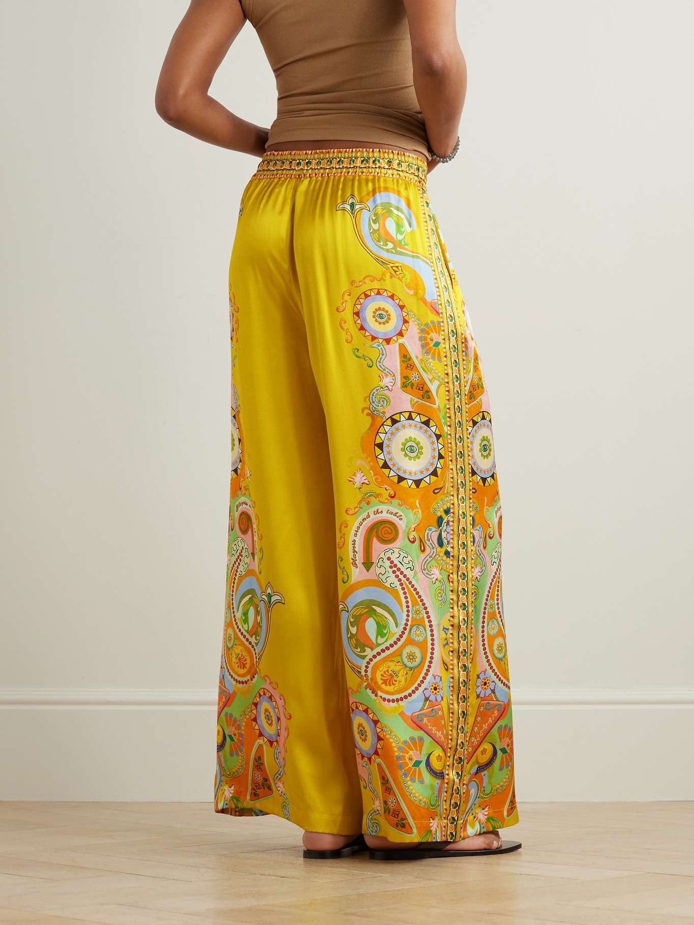 Pinball printed silk-satin wide-leg pants - 3