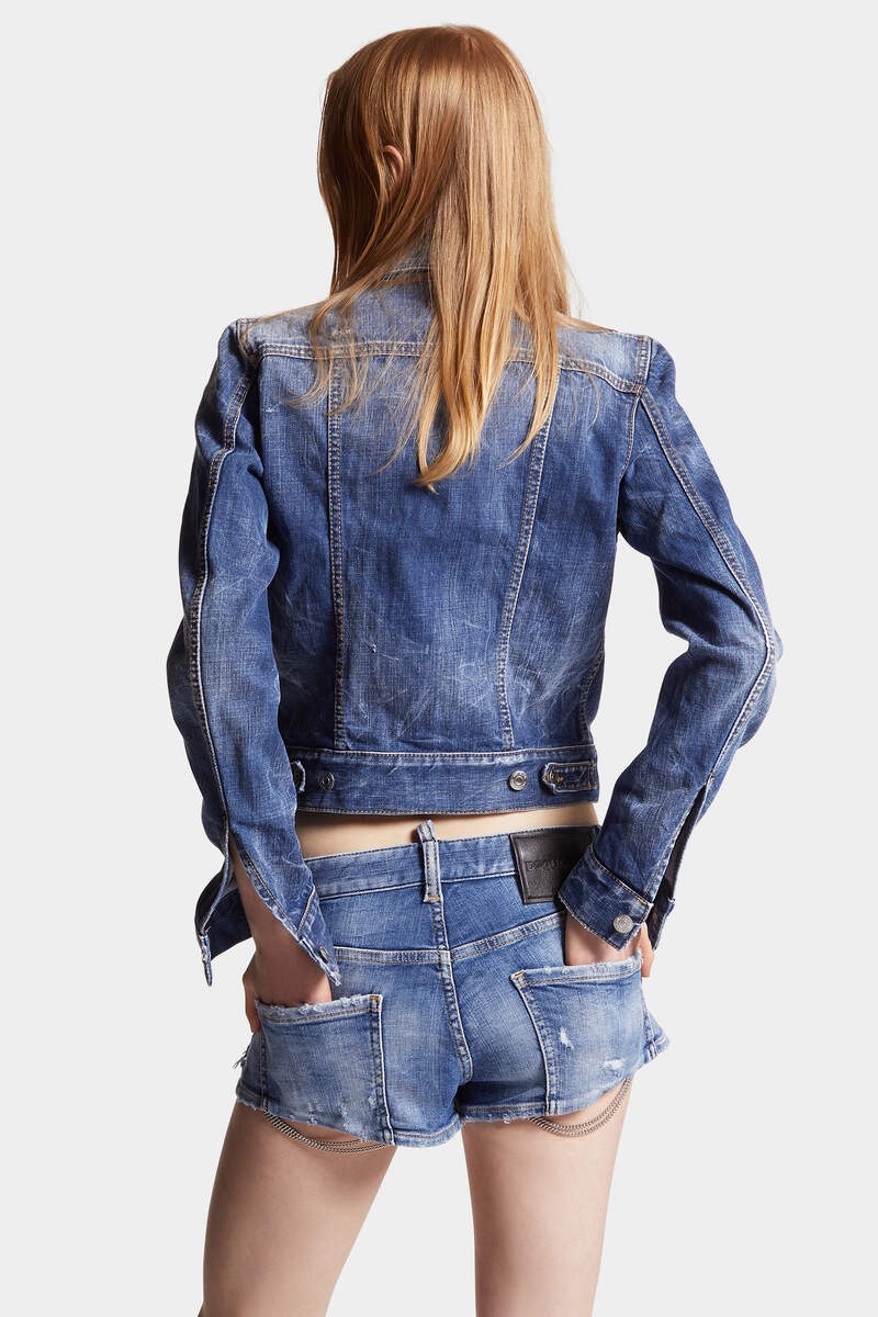 MEDIUM REFLECTIVE LAKE WASH DENIM WORKER JACKET - 4