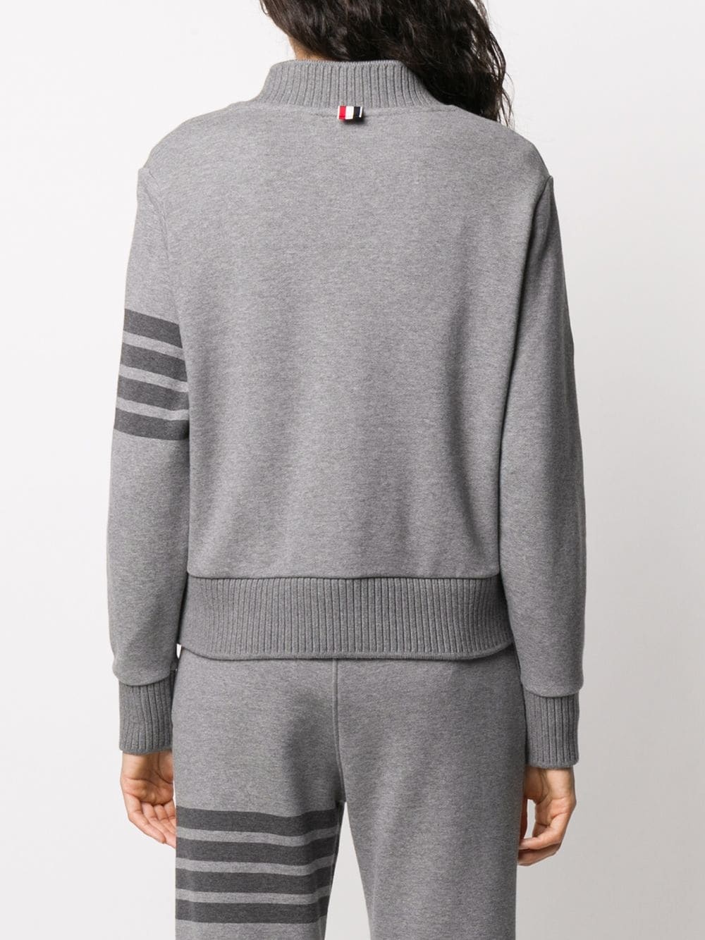 relaxed 4-Bar stripe V-neck sweatshirt - 4