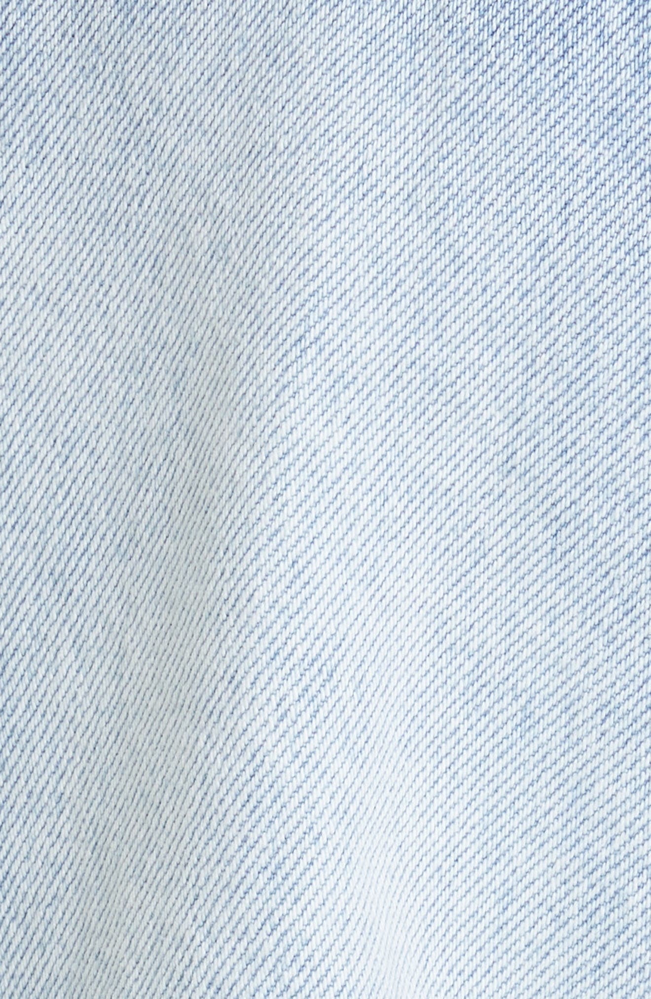 Area Crystal Slit Cotton Denim Straight Leg Jeans in Light Blue at Nordstrom - 6