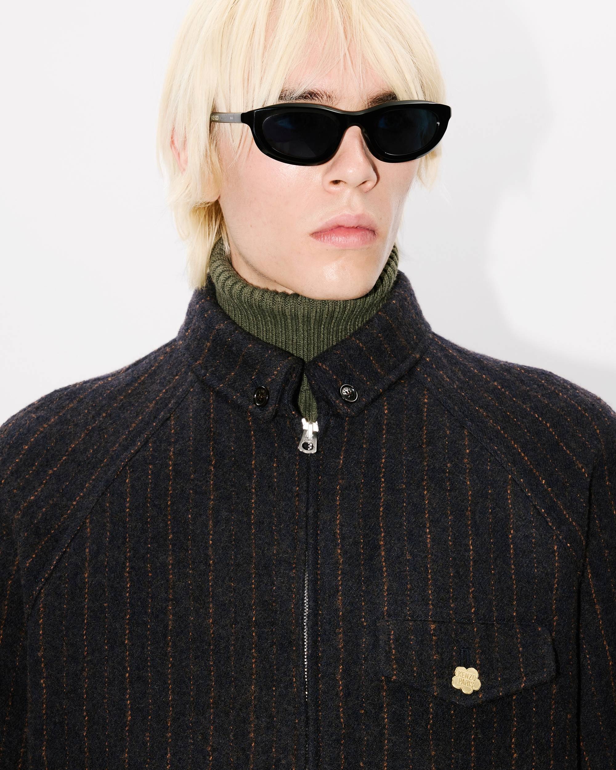 Striped wool blouson in virgin wool - 6