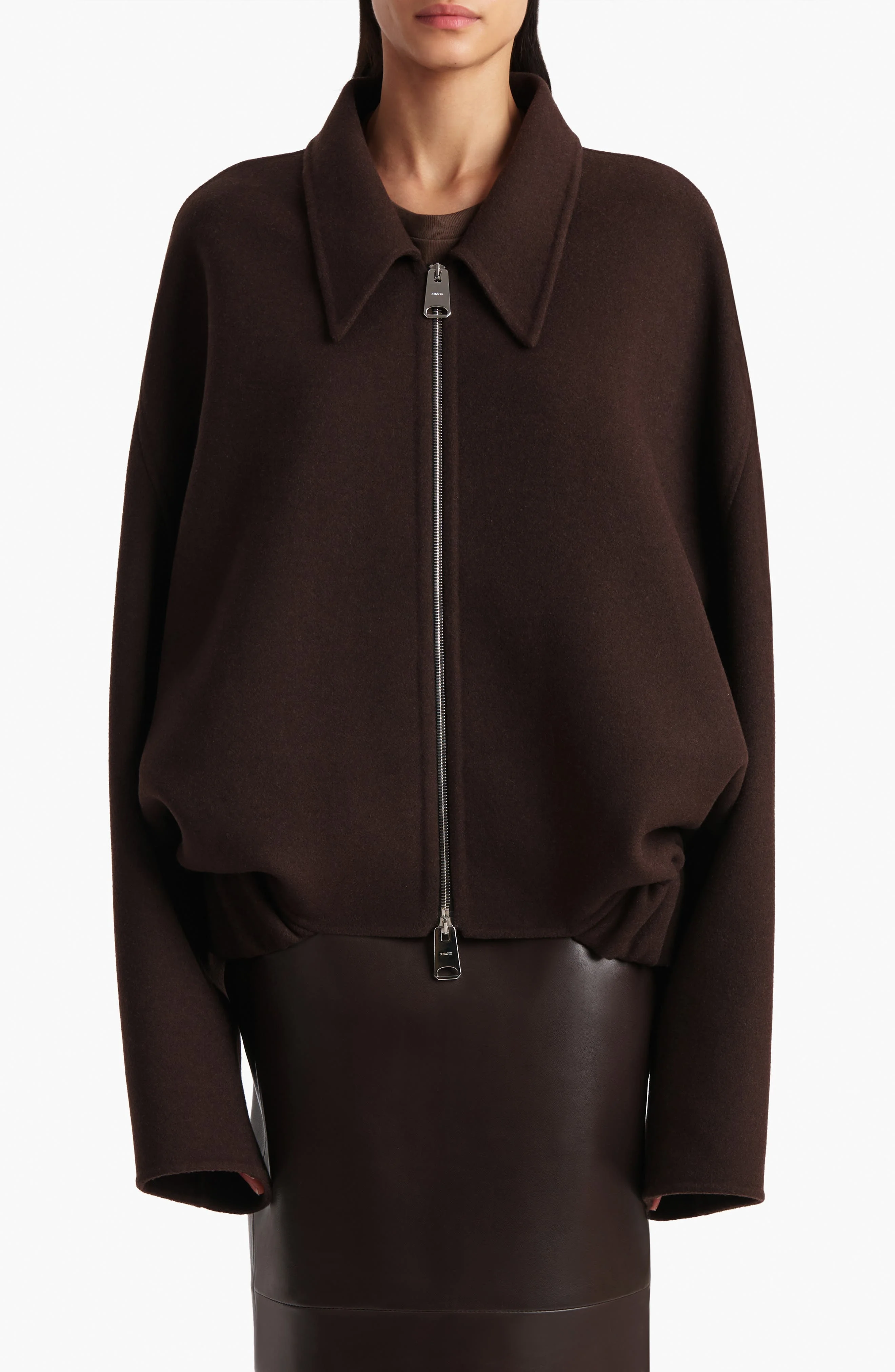 Khaite Odin Wool Bomber Jacket in Dark Brown at Nordstrom - 1