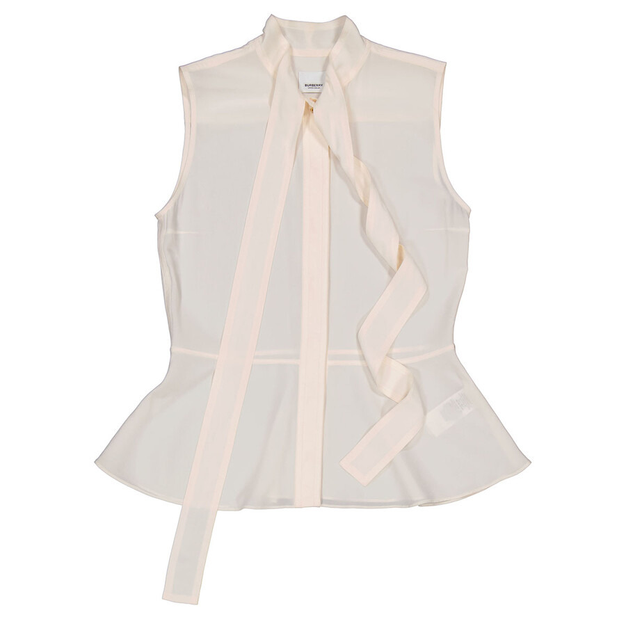 Burberry Ladies Soft Sand Erin Silk Crepe De Chine Sleeveless Top - 1