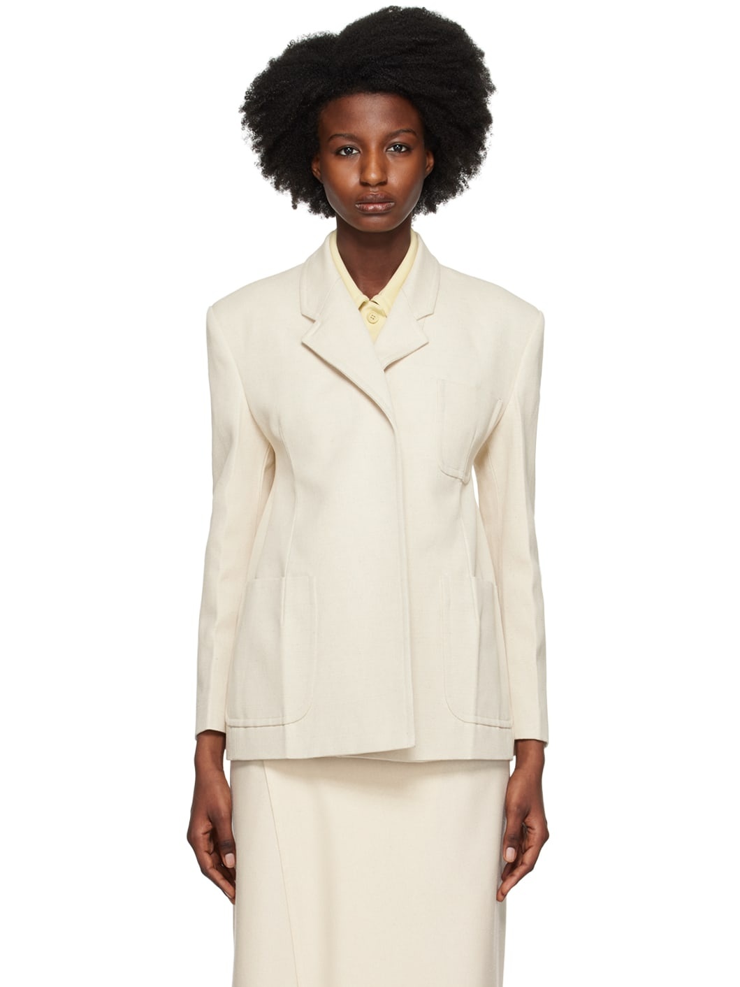 Beige Waist Up Hourglass Blazer - 1