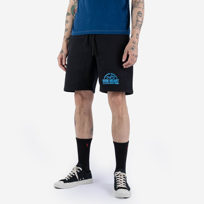 Iron Heart IHSW-50-BLK Ultra Heavy Cotton Fleece Printed Sweat Shorts – Black outlook