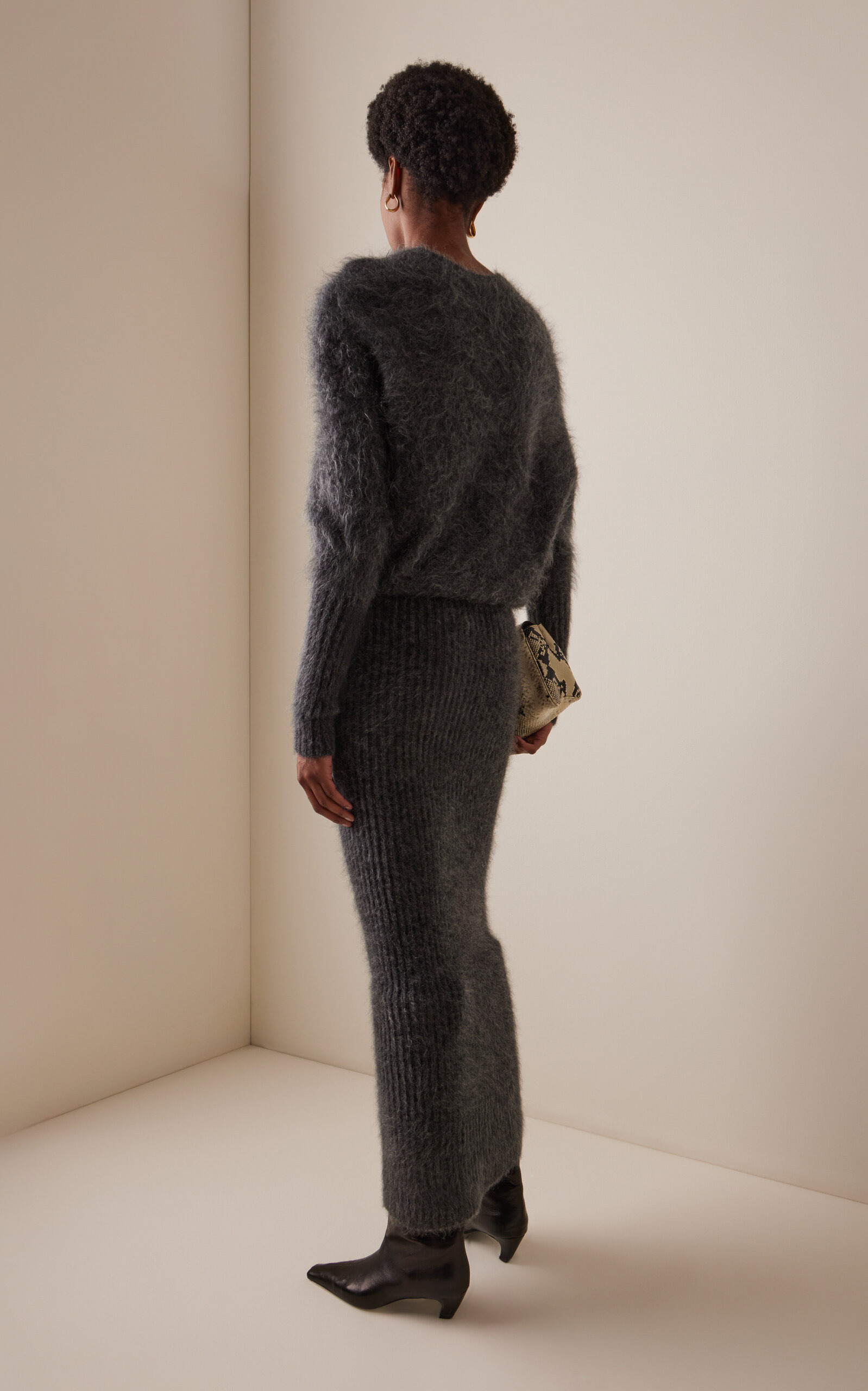 Gislaine Hairy Knit Sweater Dress dark grey - 4