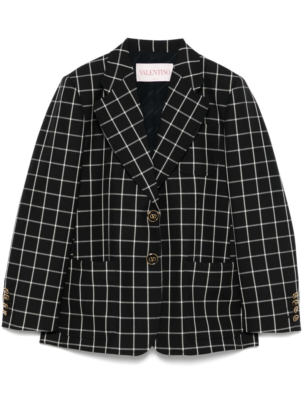 grid-pattern blazer - 1