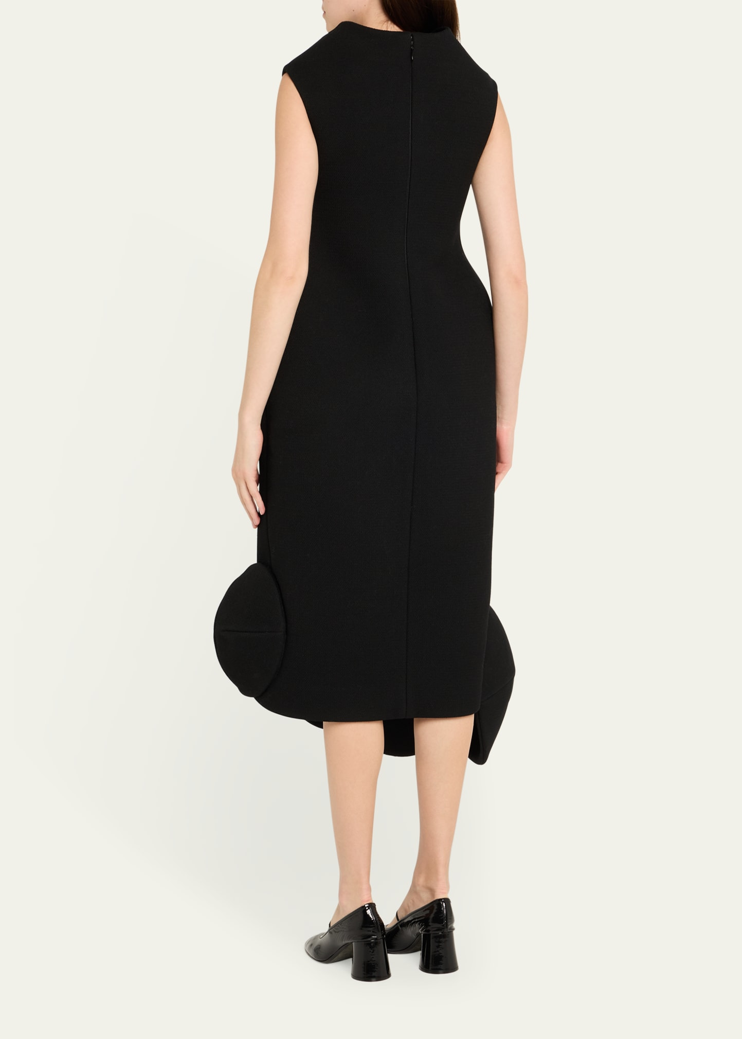 Asymmetric Circle-Hem Sleeveless Midi Dress - 3