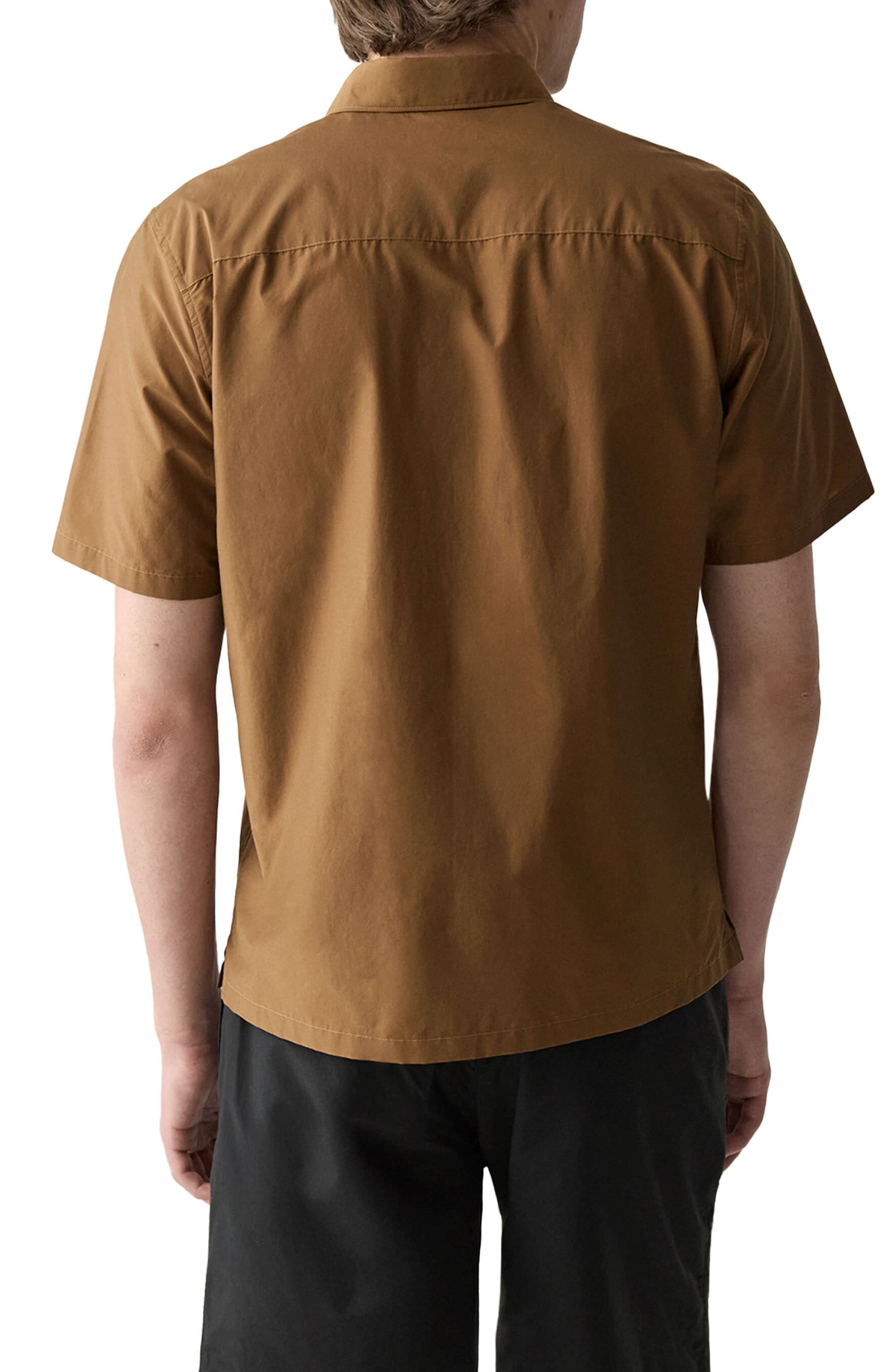 Theory Noll Soft Lawn Short Sleeve Button-Up Shirt in Deep Tobacco at Nordstrom - 3