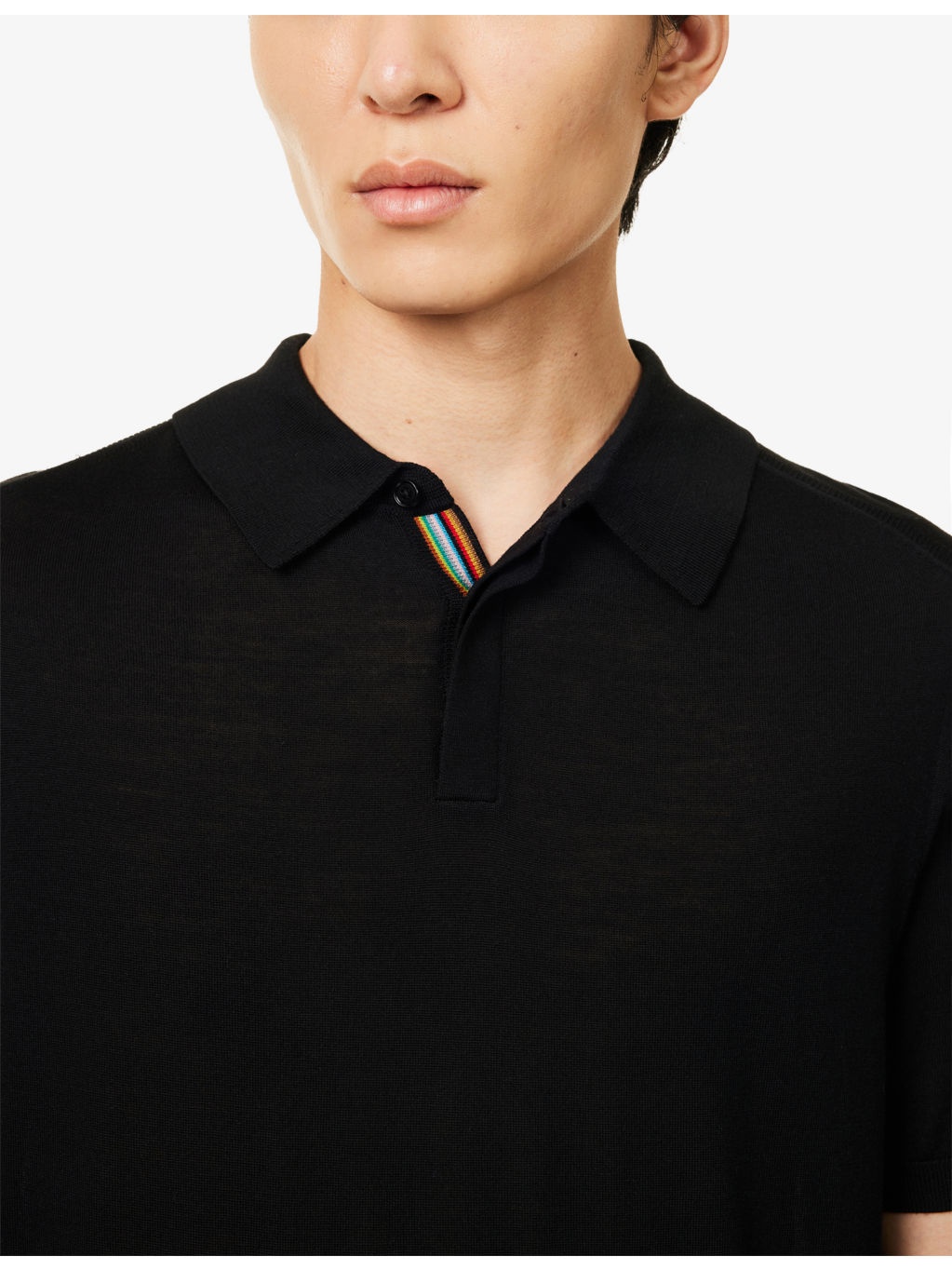 Embroidered-Logo Fine-Knit Wool Polo Shirt - 5