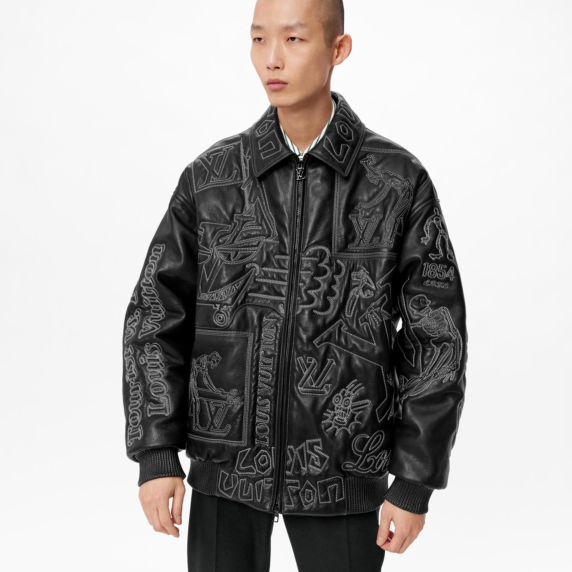 Embroidered Leather Bomber - 3