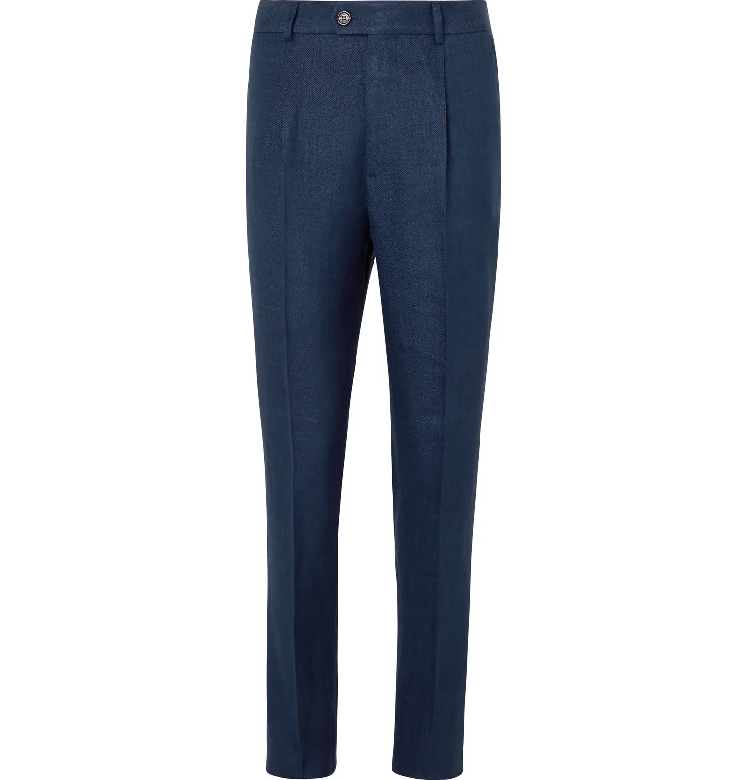 Slim-Fit Tapered Pleated Linen, Wool and Silk-Blend Hopsack Suit Trousers - 1