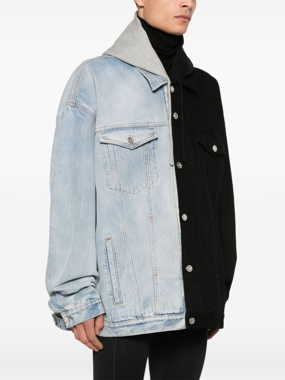 Split denim jacket - 4