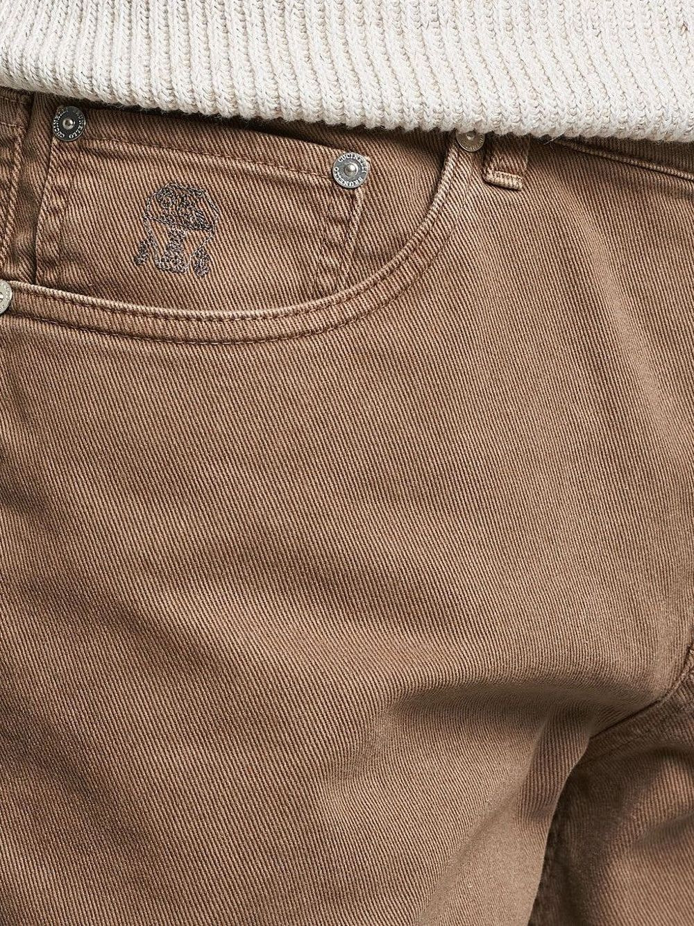 pocket-detail cotton-blend straight-leg trousers - 5