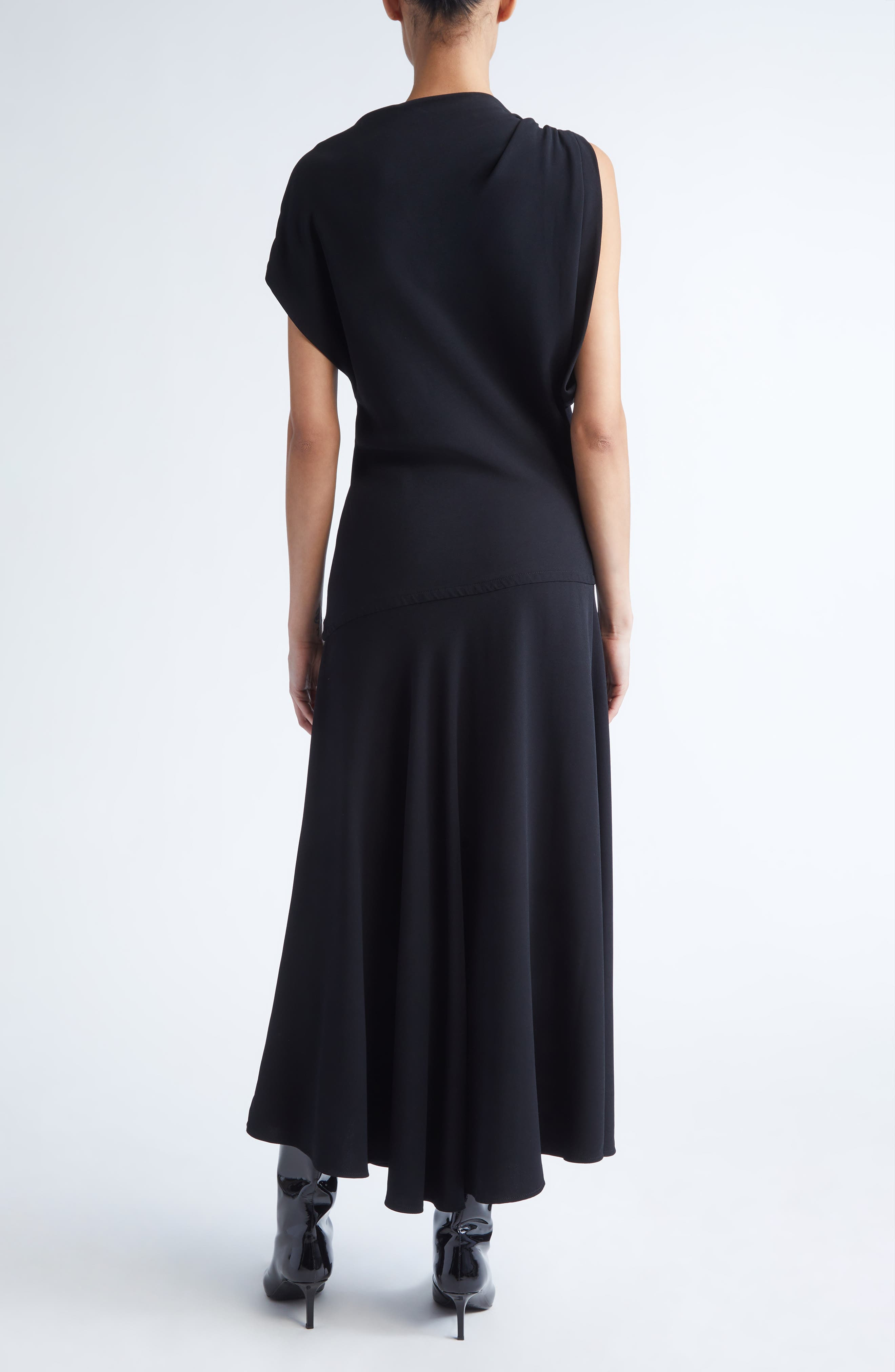 Proenza Schouler Rue Asymmetric Matte Crepe Dress in Black at Nordstrom - 2