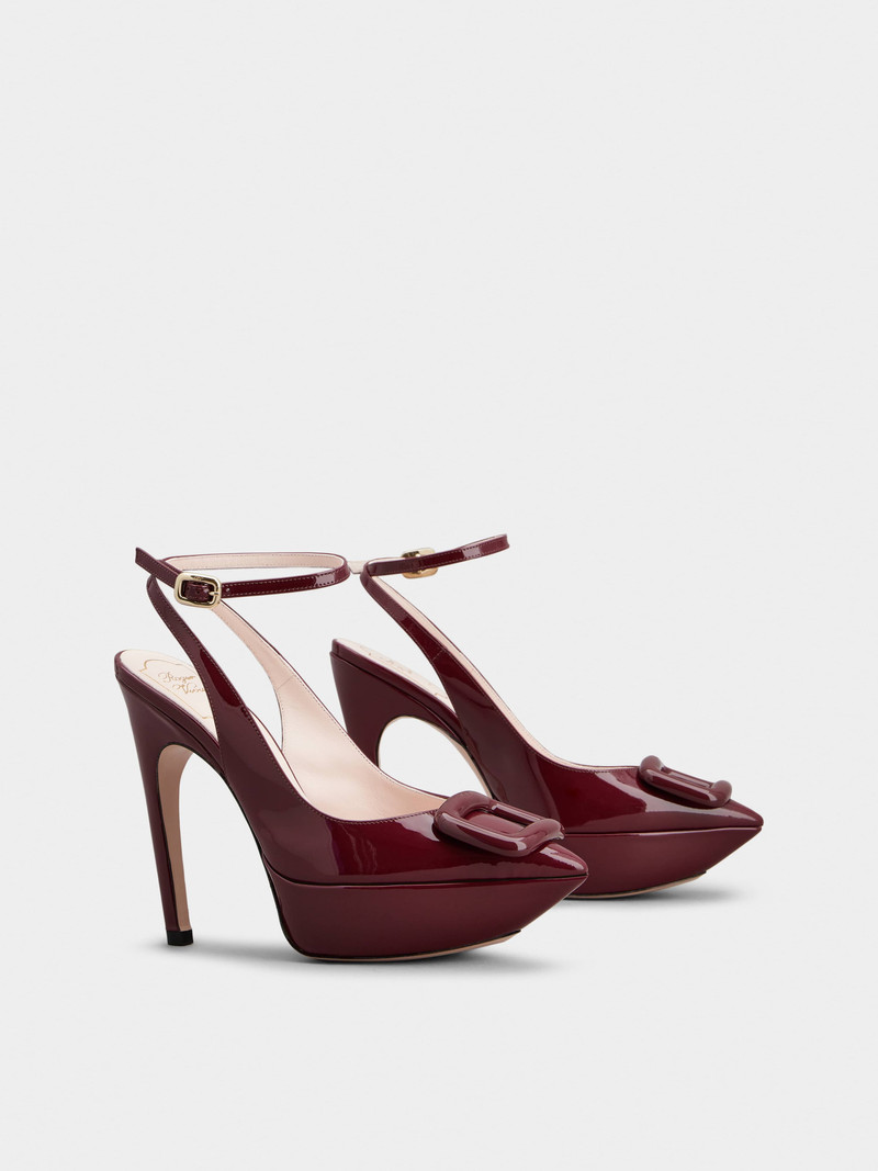 Roger Vivier Viv' Choc Lacquered Buckle Slingback Pumps in Patent Leather outlook