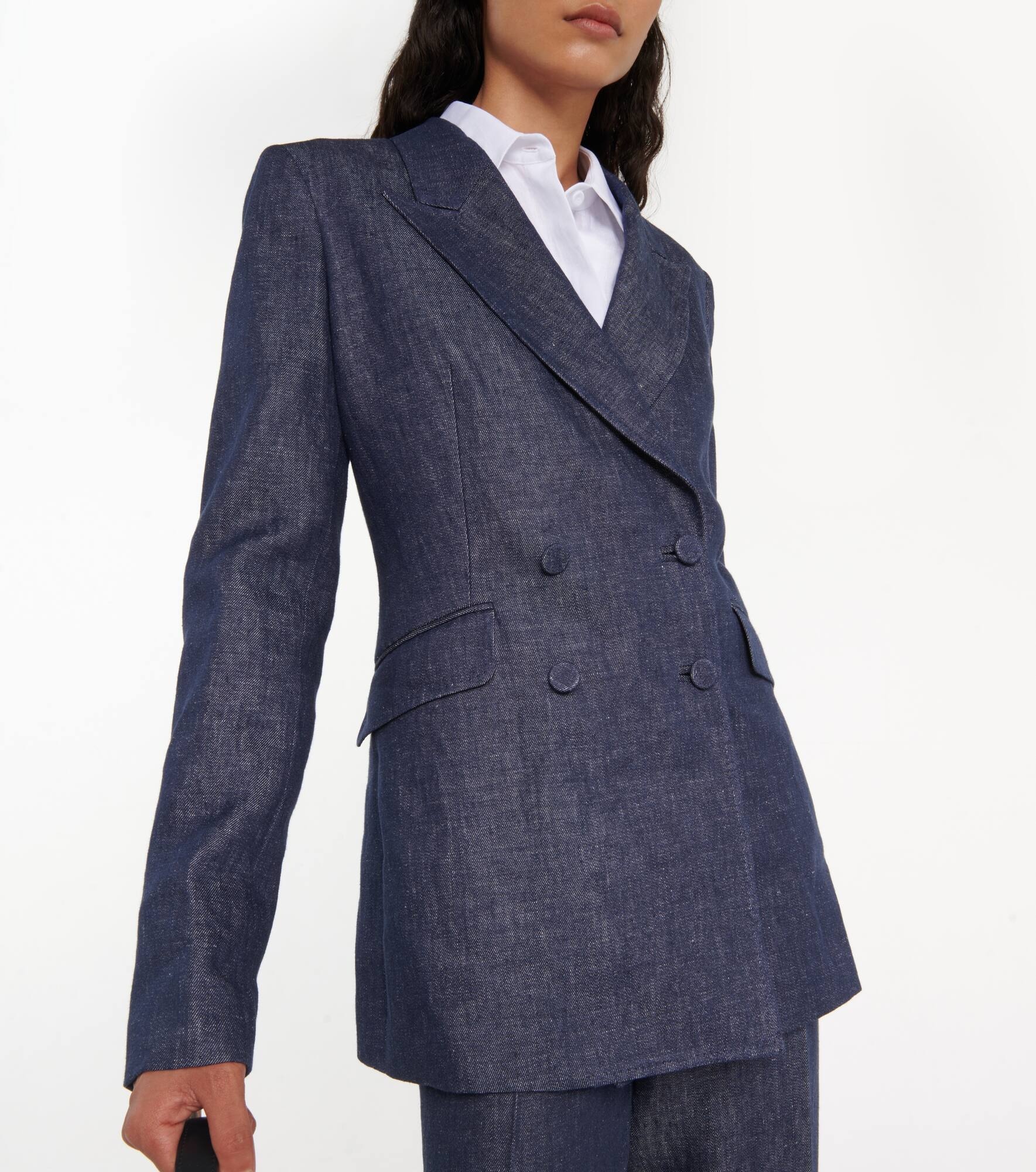 Double-breasted linen blazer - 6