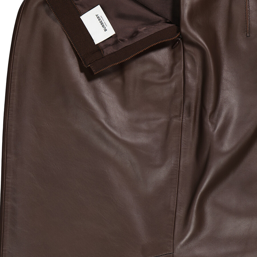 Open Box - Burberry Mahogany High-waist Tailored Lambskin Pencil Skirt, Brand Size 10 (US Size 8) - 6