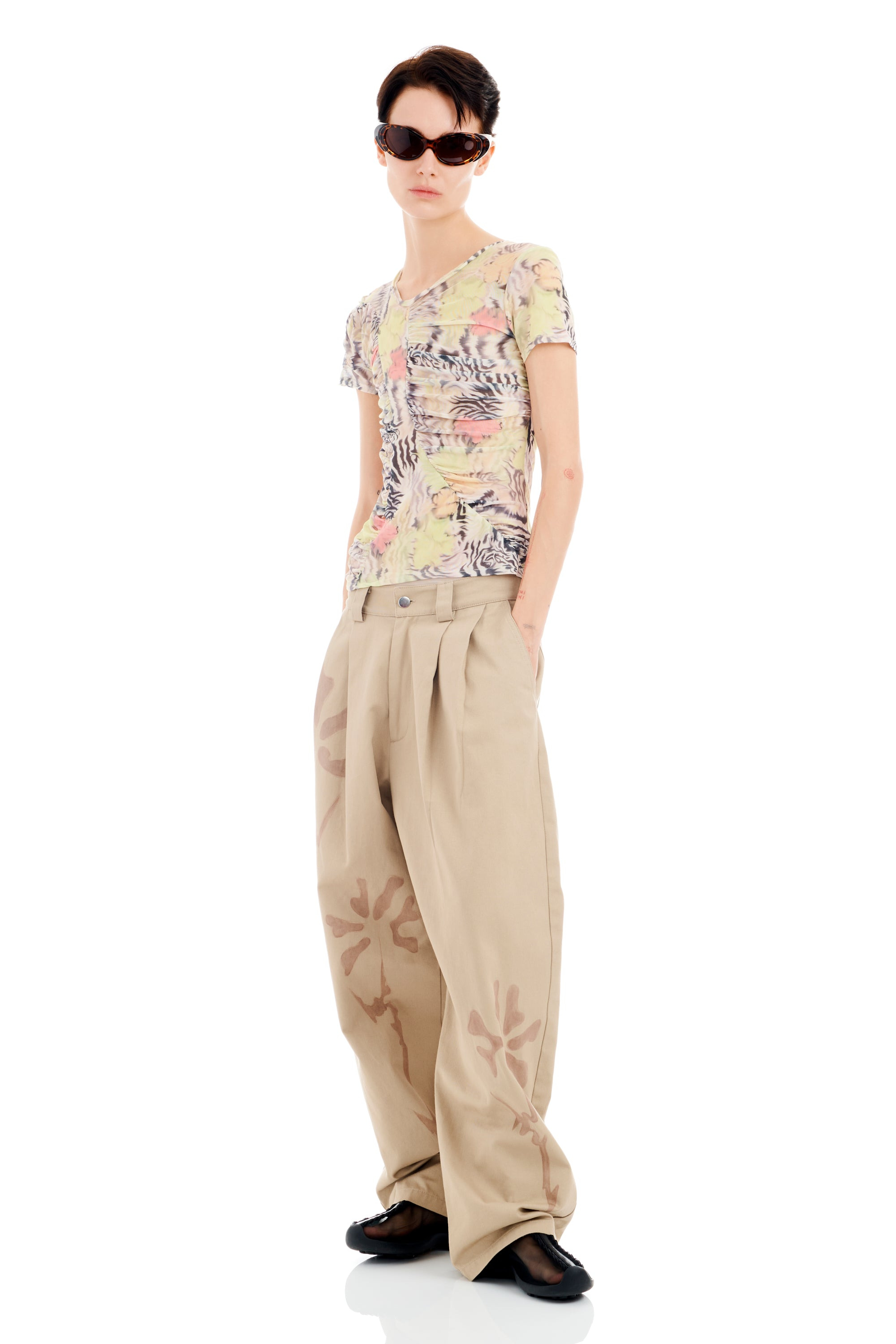 ZEBRA FLORAL SERPENTINE S/S TOP - 2