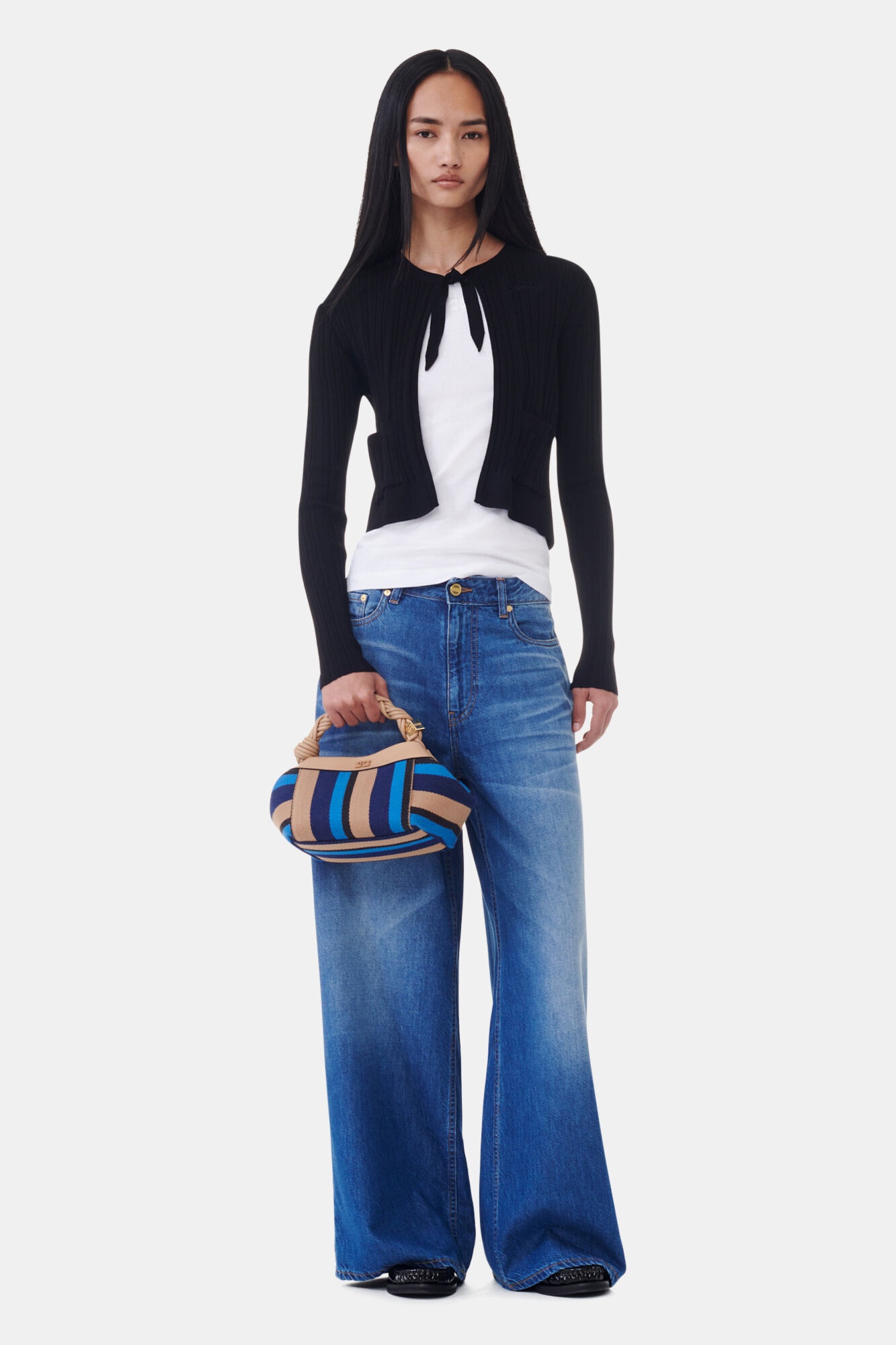 BLACK LIGHT LIGHT VISCOSE RIB CARDIGAN - 3