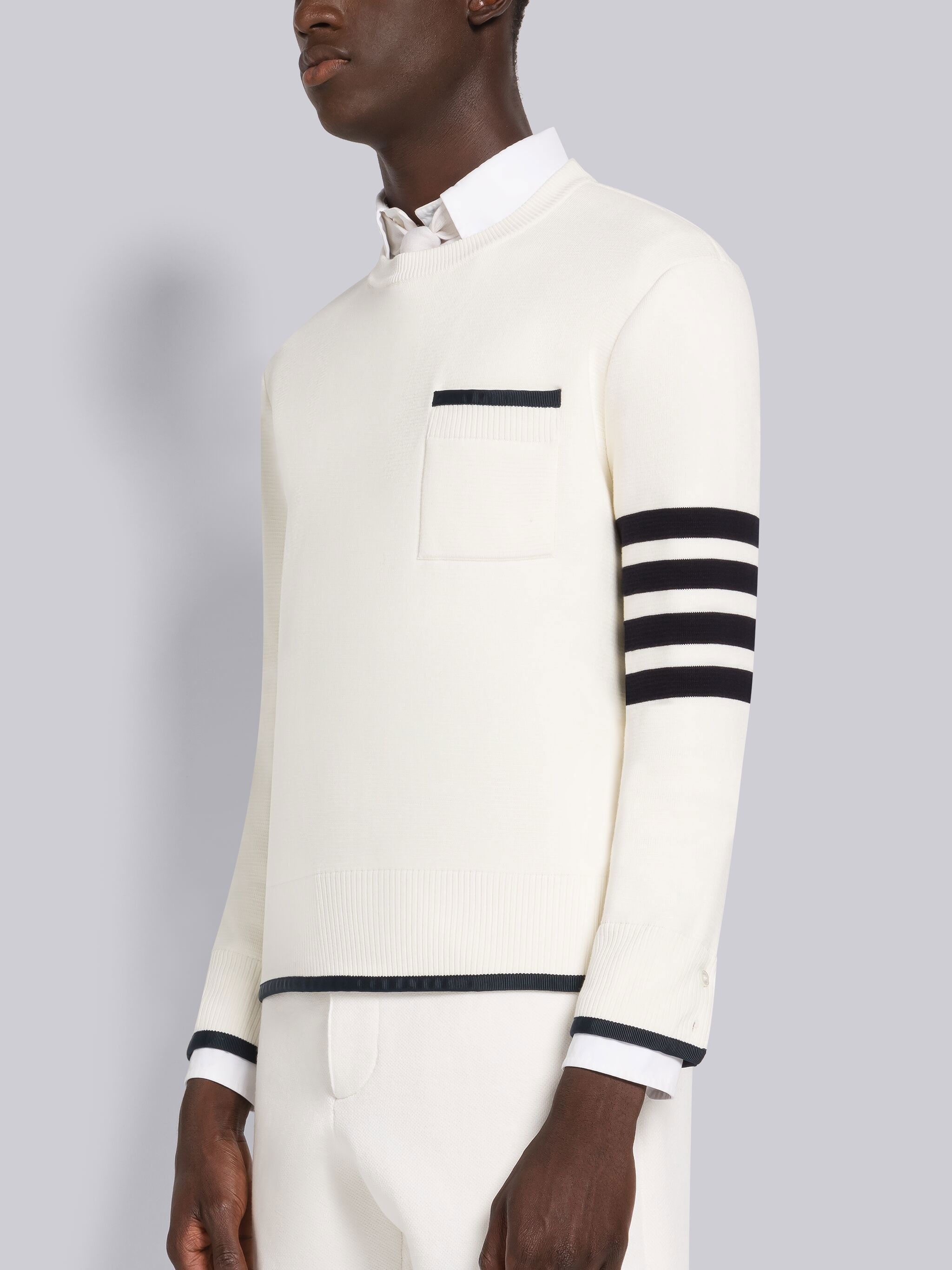 Thom Browne 4-Bar Milano Stitch Pullover - Grey