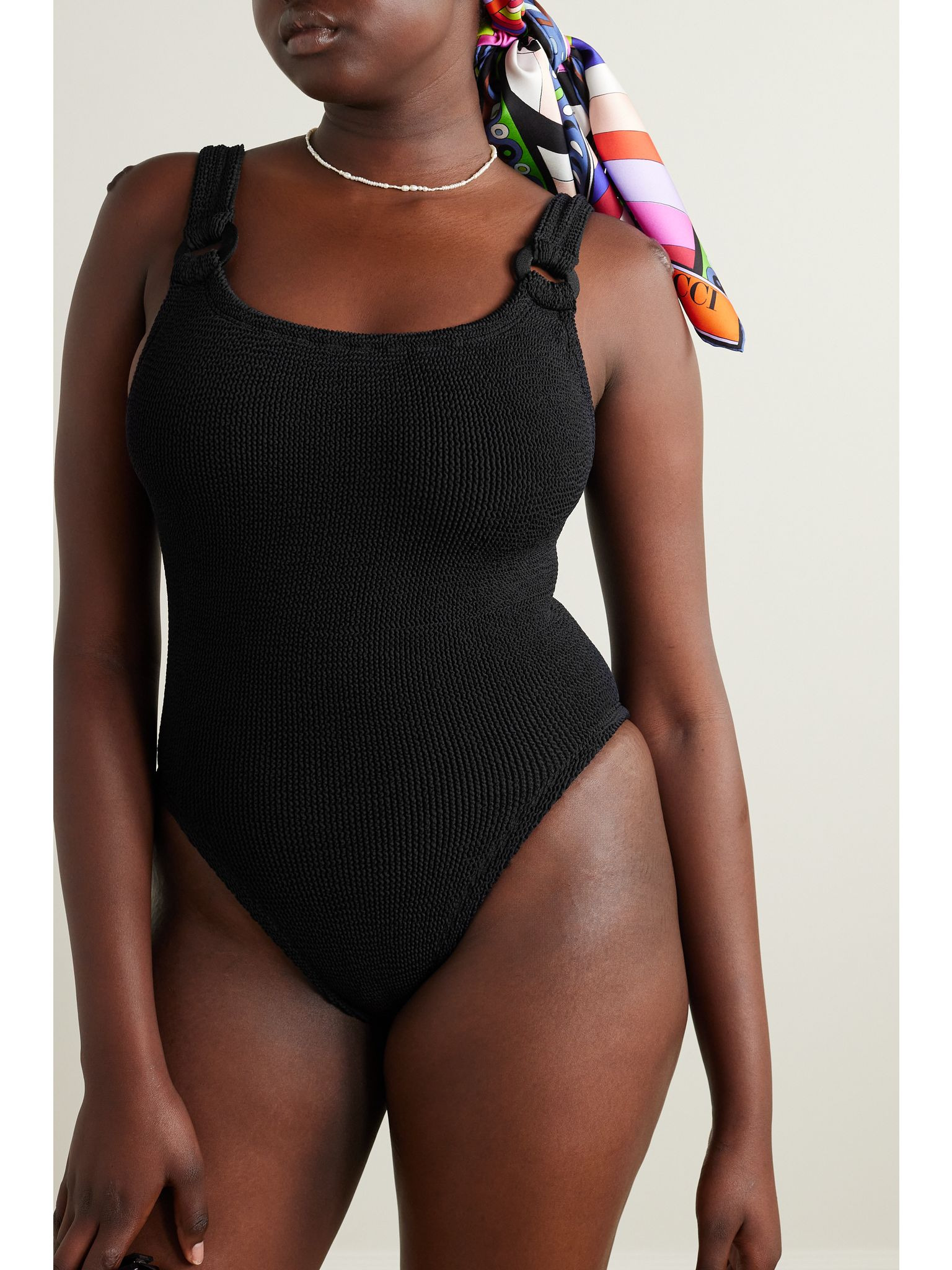 Domino seersucker swimsuit Black - 5