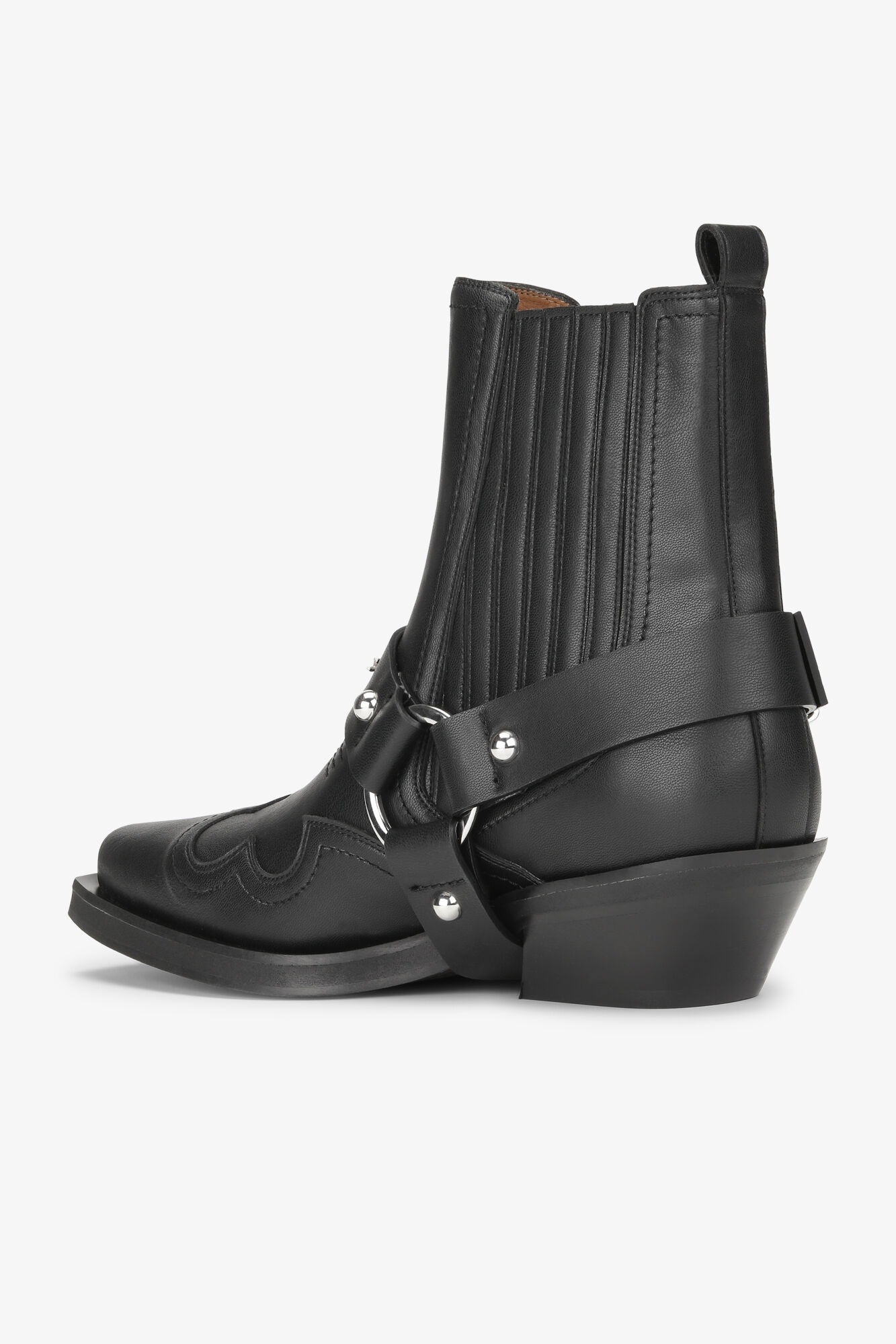 BLACK LOW CUT WESTERN CHELSEA BOOTS - 3