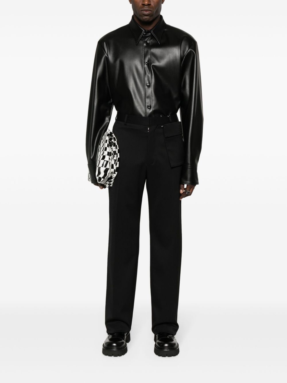 logo-embroidered straight-leg tailored trousers - 2