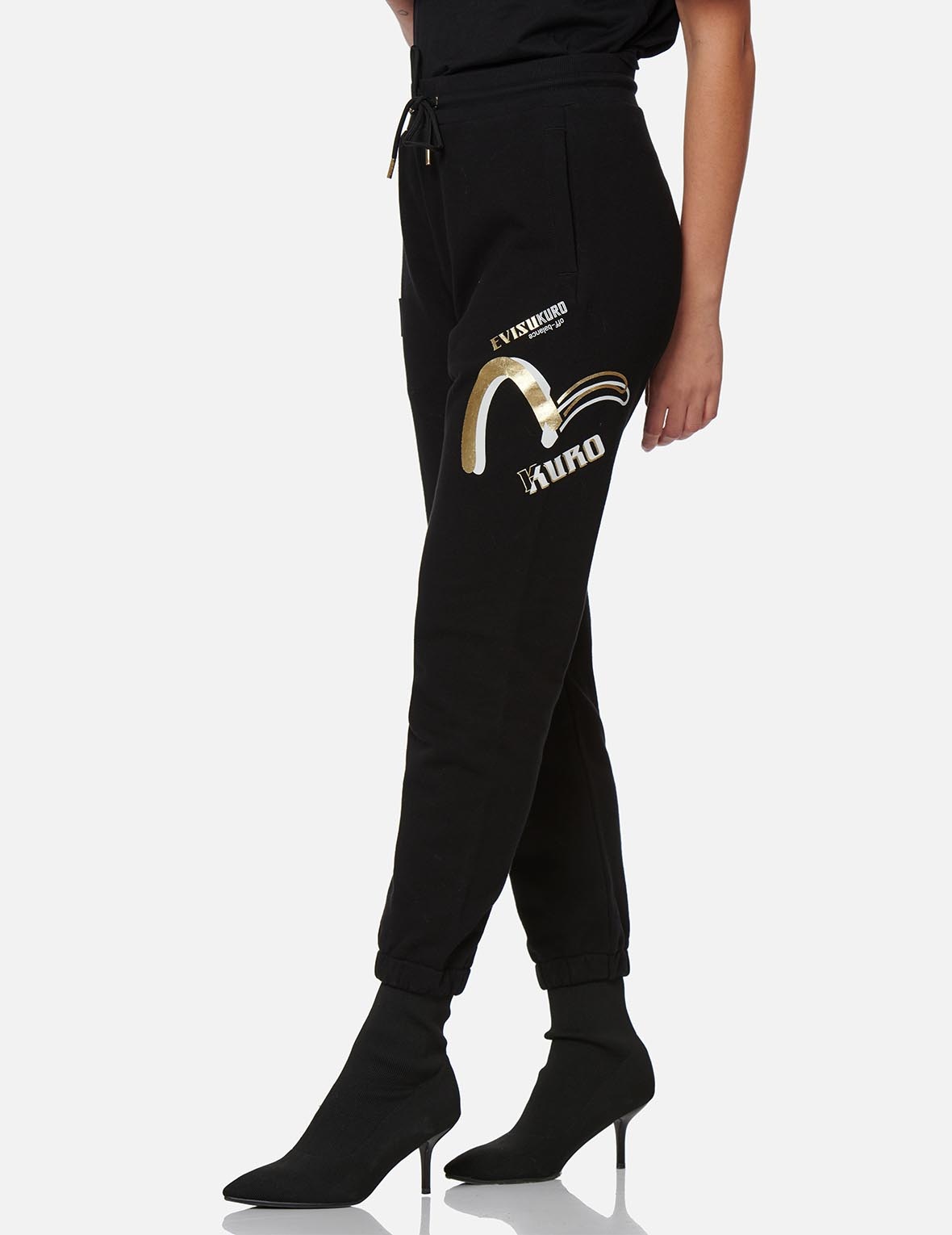Cast Shadow Effect Seagull Foil Print Sweatpants - 7